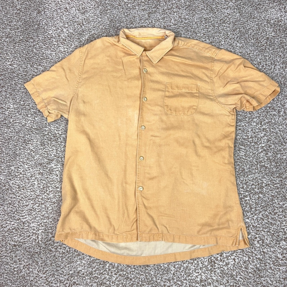 Tommy Bahama Shirt Mens Large Orange‎ 100% Silk Short Sleeve Button Up Pocket